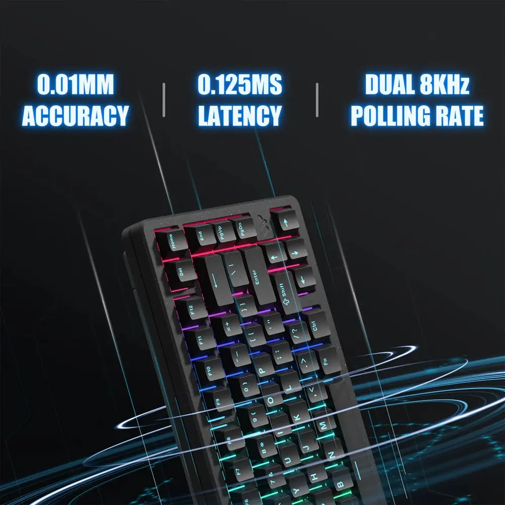 WOMIER SK75 TMR Tri-Mode mágneses gamer billentyűzet - Fekete – 5. kép