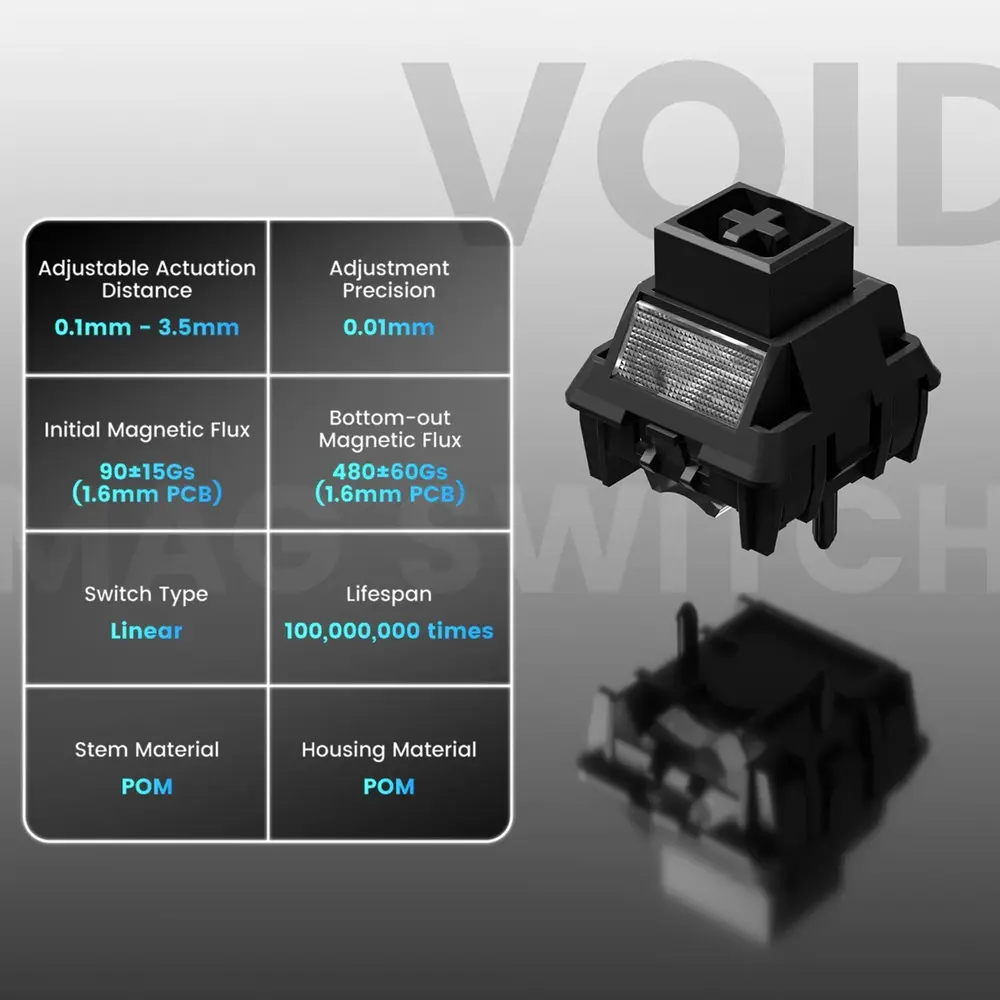 WOMIER SK75 TMR Tri-Mode mágneses gamer billentyűzet - Fekete – 7. kép