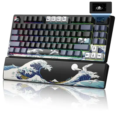 WOMIER SK80 PRO Tri-Mode vezeték nélküli mechanikus gamer billentyűzet - Kanagawa – 2. kép
