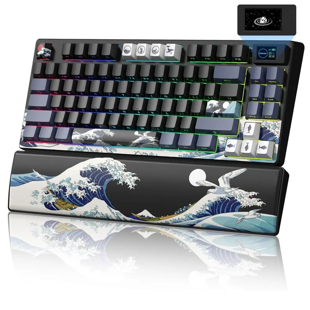 WOMIER SK80 PRO Tri-Mode vezeték nélküli mechanikus gamer billentyűzet - Kanagawa – 2. kép