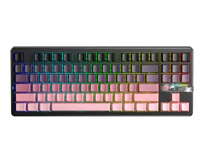 AULA F87 PRO V2 vezeték nélküli mechanikus gamer billentyűzet - Fekete-Pink