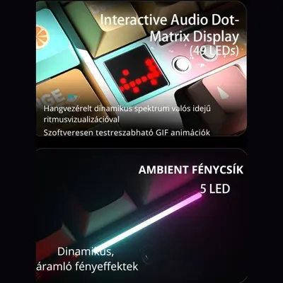 AULA F87 PRO V2 vezeték nélküli mechanikus gamer billentyűzet - Fekete-Pink – 2. kép