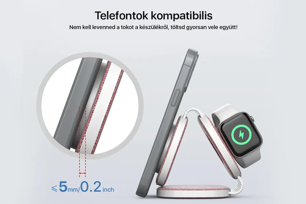Boost Összehajtható 3 az 1-ben Vezeték nélküli töltőállomás - pink – 8. kép