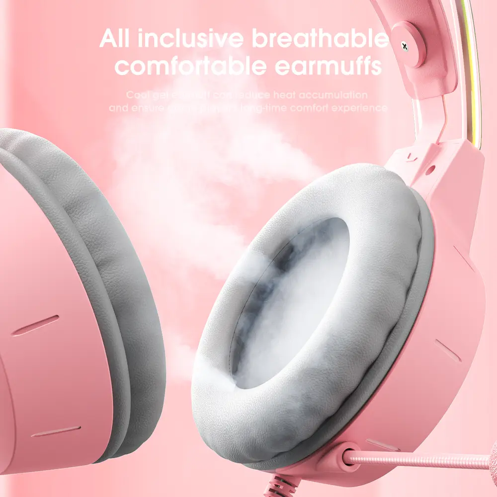 Onikuma X15 PRO Gaming Fejhallgató - Pink - Cicafüles – 6. kép