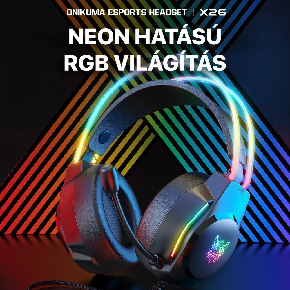 Onikuma X26 RGB Gaming Fejhallgató - Fekete – 2. kép