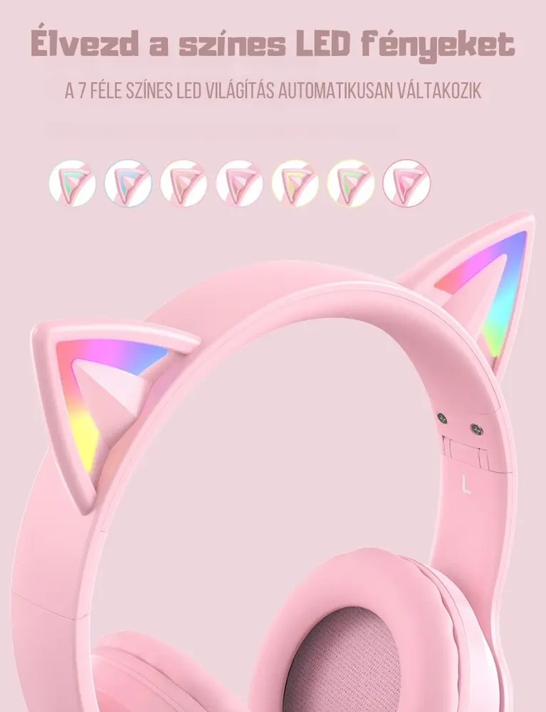 Onikuma B90 Vezeték nélküli Gaming headset - Pink - Cicafüles – 2. kép