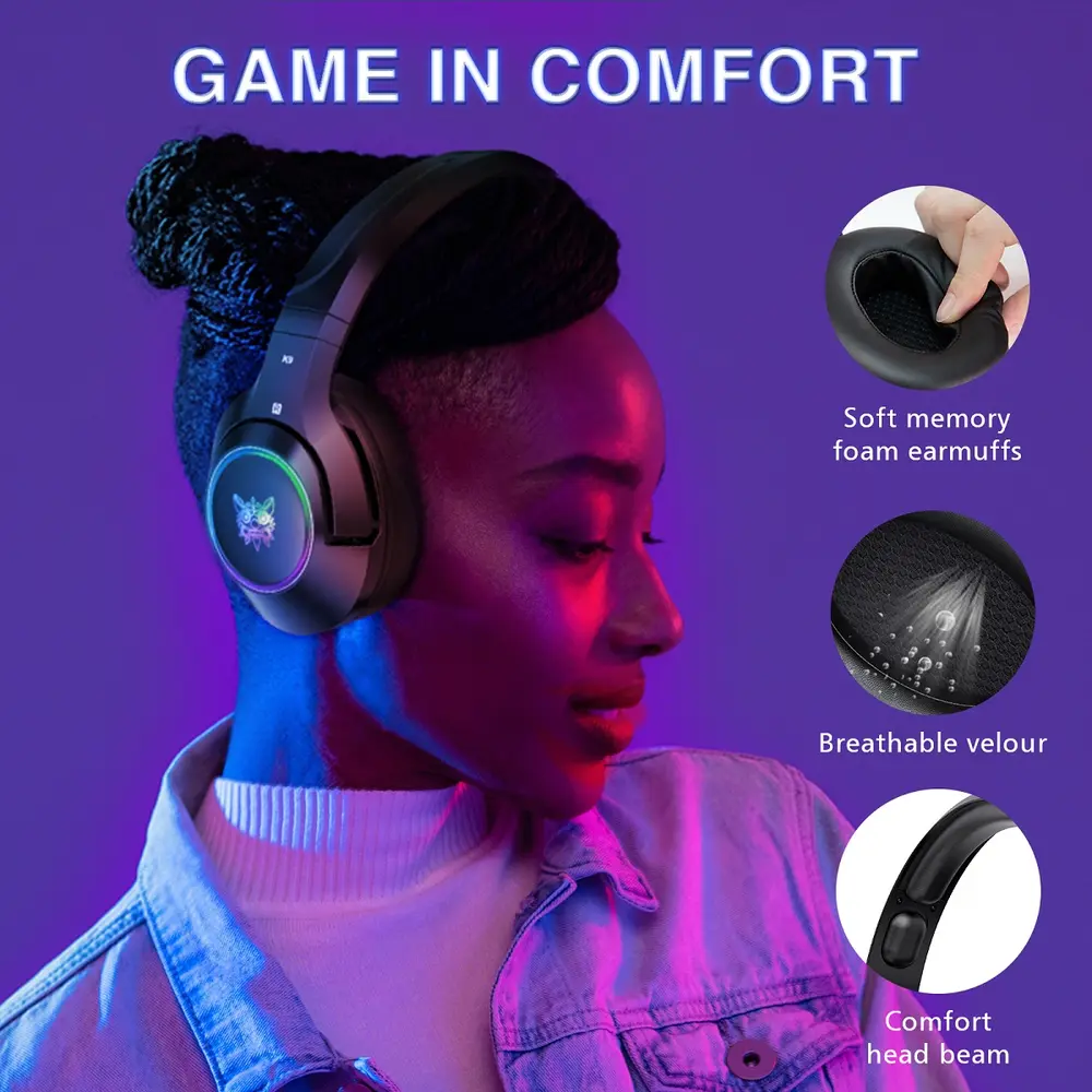 Onikuma K9 RGB Gaming Fejhallgató - Fekete – 3. kép