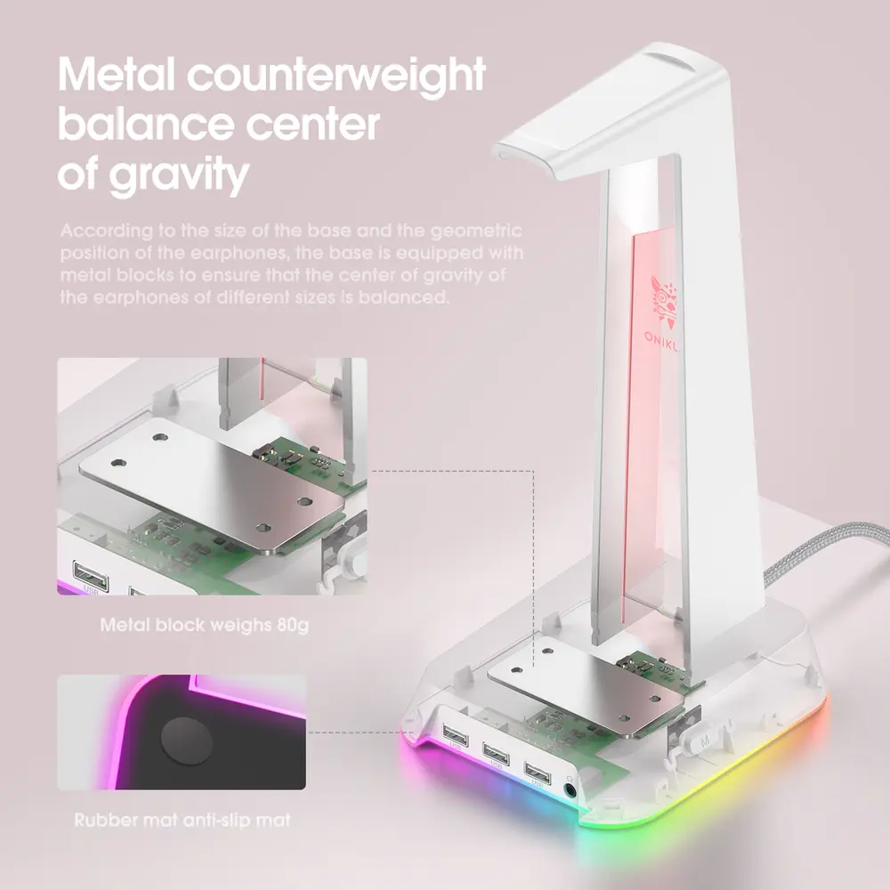 Onikuma ST-2 RGB Headset állvány - Fehér – 4. kép