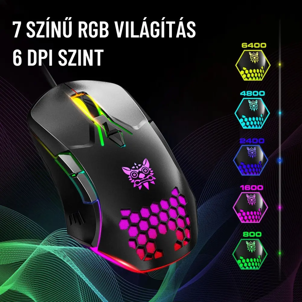 Onikuma CW902 Gaming egér - Fekete – 6. kép