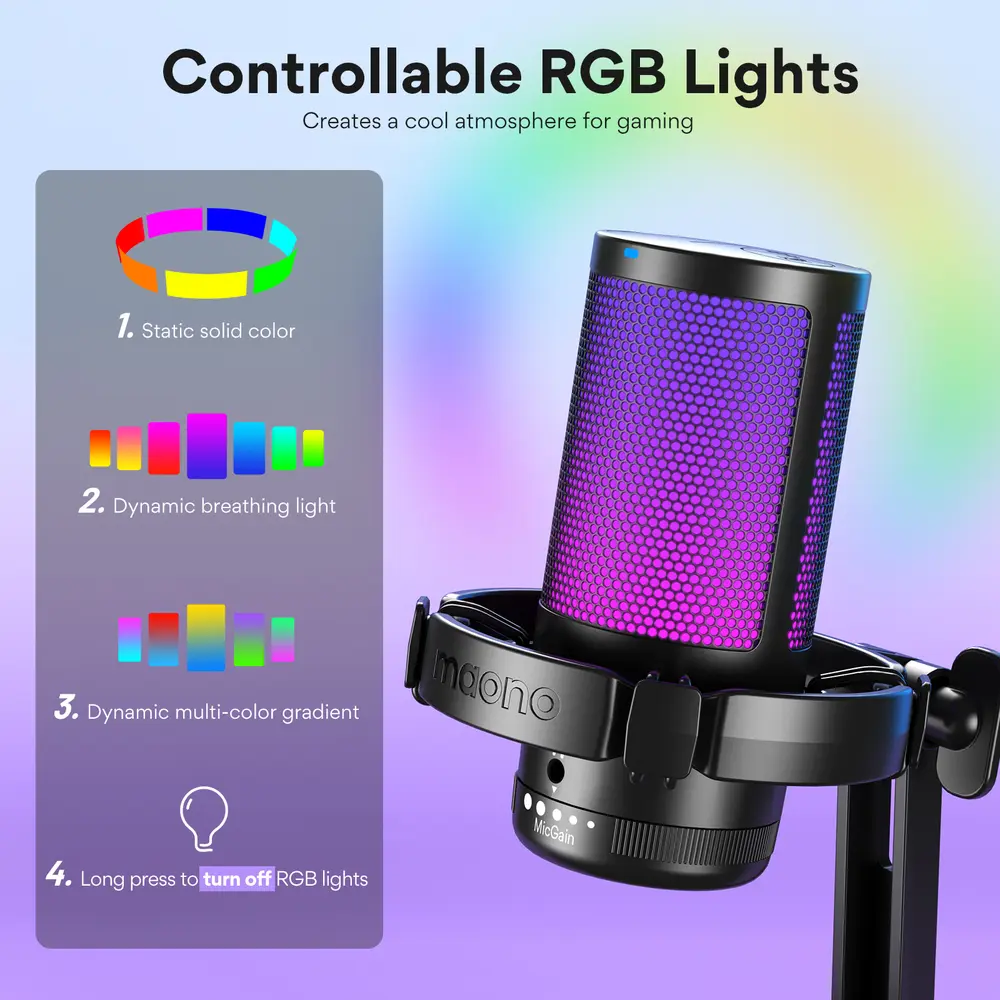 MAONO DGM20 USB Streamer/Gamer Mikrofon RGB - Fekete – 4. kép