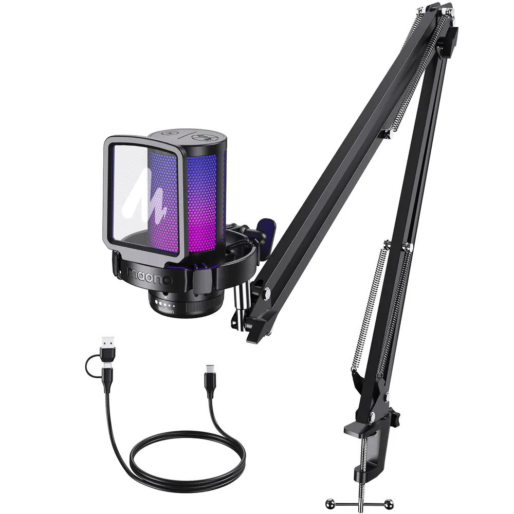 MAONO DGM20S USB Streamer/Gamer Mikrofon Kit RGB - Fekete