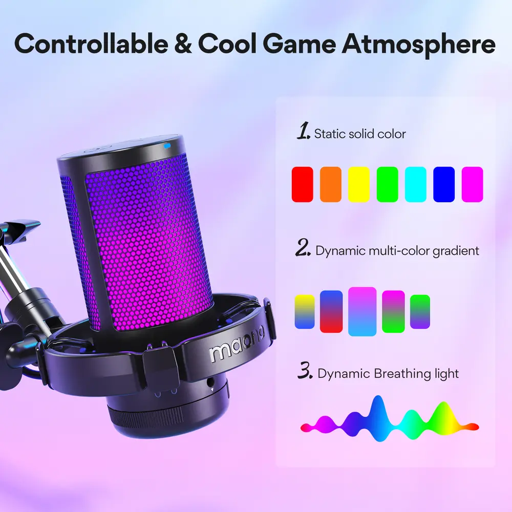 MAONO DGM20S USB Streamer/Gamer Mikrofon Kit RGB - Fekete – 5. kép