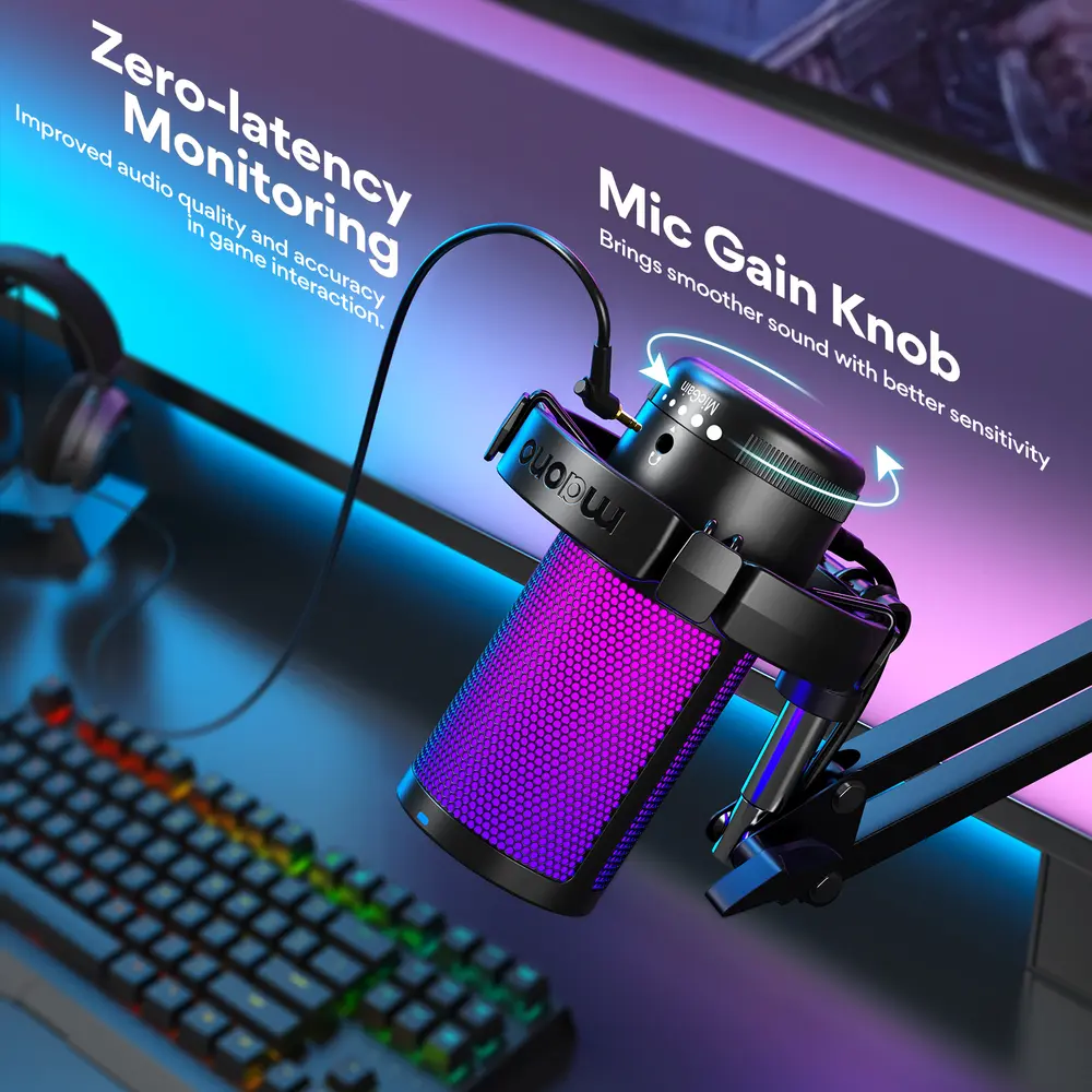 MAONO DGM20S USB Streamer/Gamer Mikrofon Kit RGB - Fekete – 6. kép