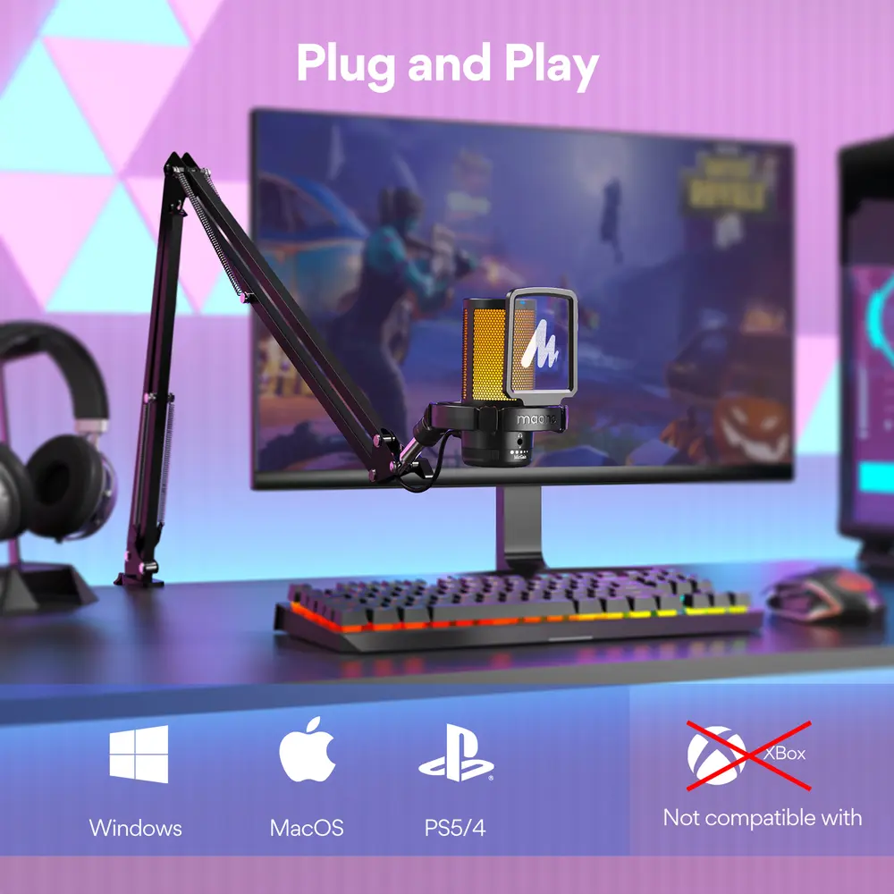 MAONO DGM20S USB Streamer/Gamer Mikrofon Kit RGB - Fekete – 8. kép