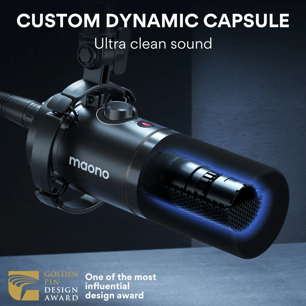 MAONO PD200X USB Dynamic Streamer/Podcast Mikrofon RGB - Fekete – 3. kép
