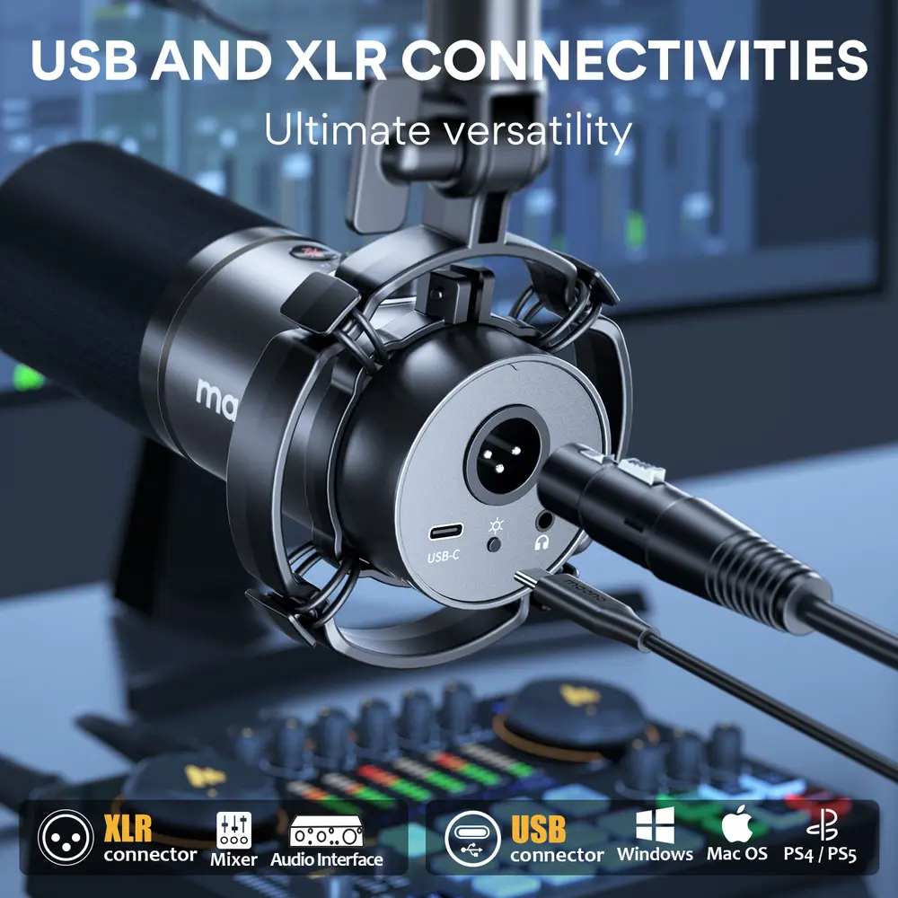 MAONO PD200X USB Dynamic Streamer/Podcast Mikrofon RGB - Fekete – 4. kép