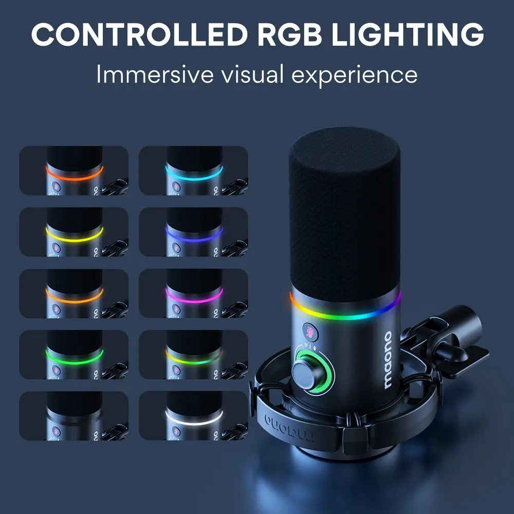 MAONO PD200X USB Dynamic Streamer/Podcast Mikrofon RGB - Fekete – 6. kép
