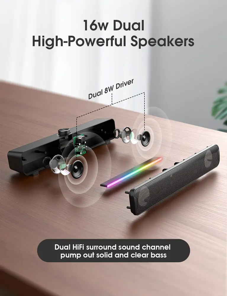 Onikuma L16 RGB Soundbar - Fekete – 3. kép