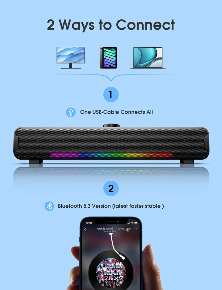 Onikuma L16 RGB Soundbar - Fekete – 6. kép