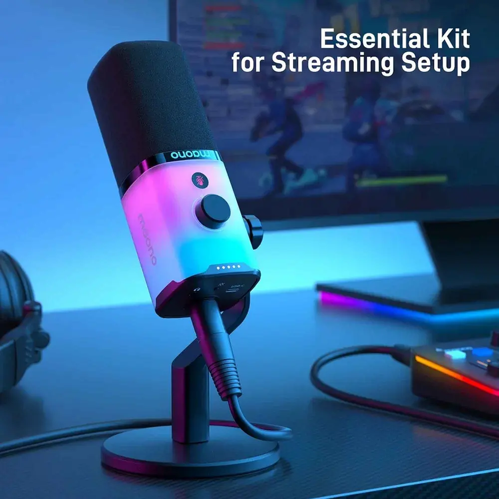 MAONO PD100X USB Dynamic Streamer Mikrofon RGB - Fekete – 2. kép