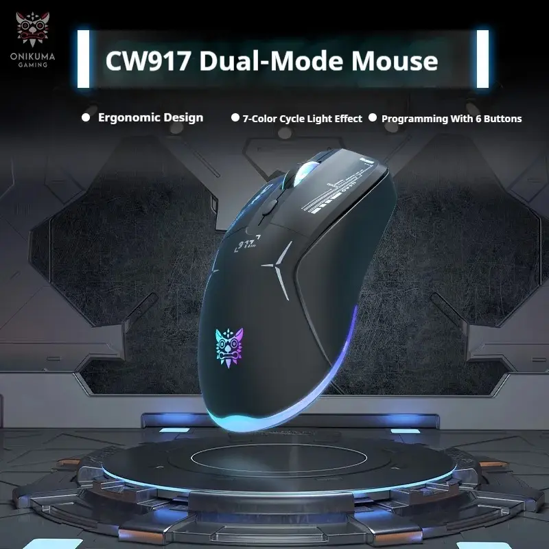 Onikuma CW917 Dual-Mode Vezeték Nélküli Gamer Egér - Fekete – 6. kép