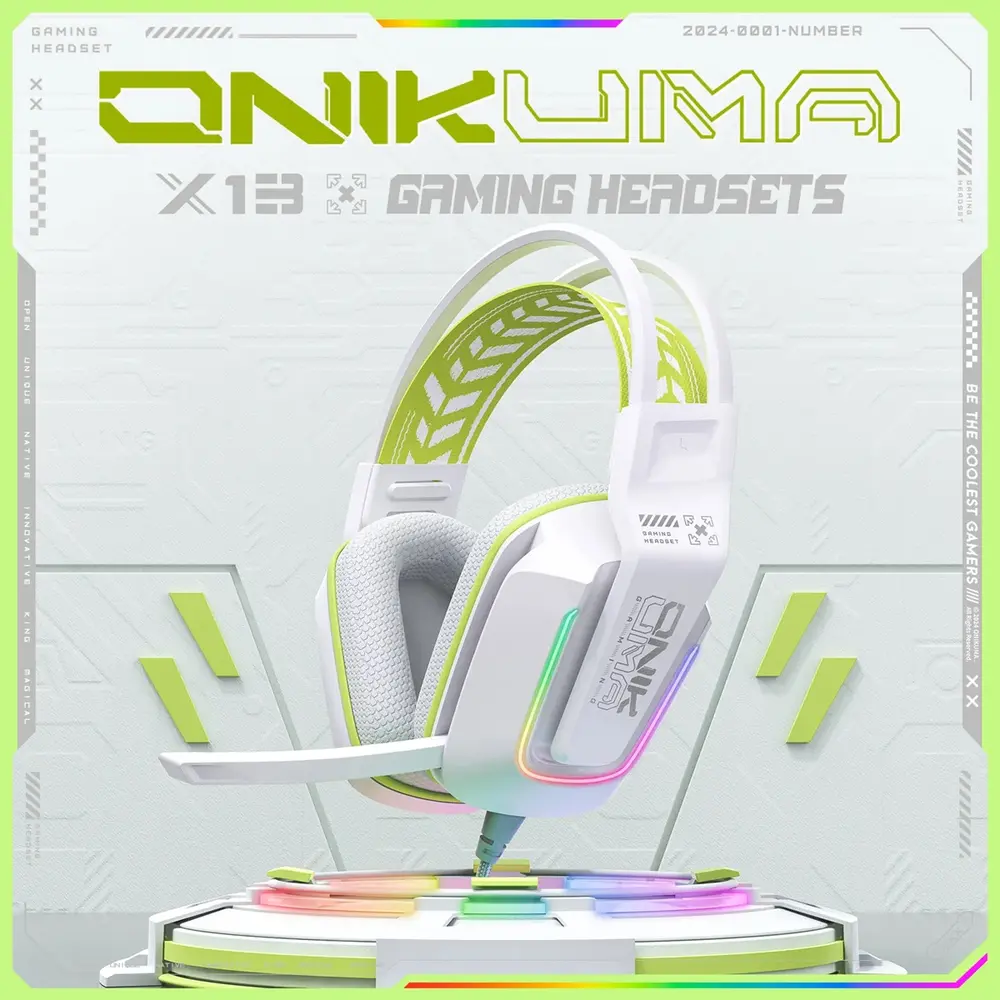 Onikuma X13 Vezetékes Gamer Fejhallgató RGB világítással - Fehér – 5. kép