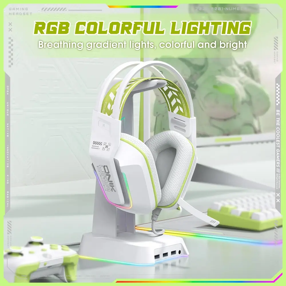 Onikuma X13 Vezetékes Gamer Fejhallgató RGB világítással - Fehér – 6. kép