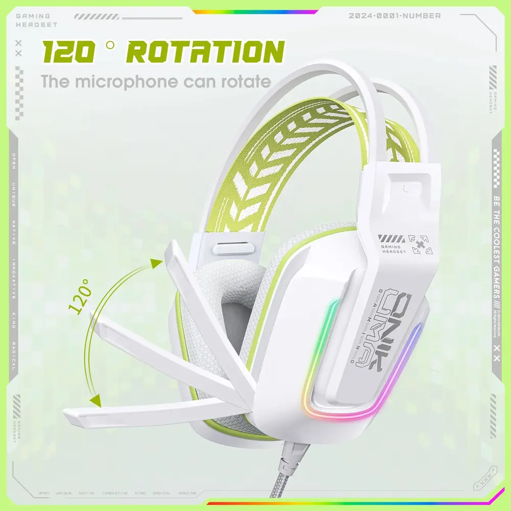 Onikuma X13 Vezetékes Gamer Fejhallgató RGB világítással - Fehér – 7. kép