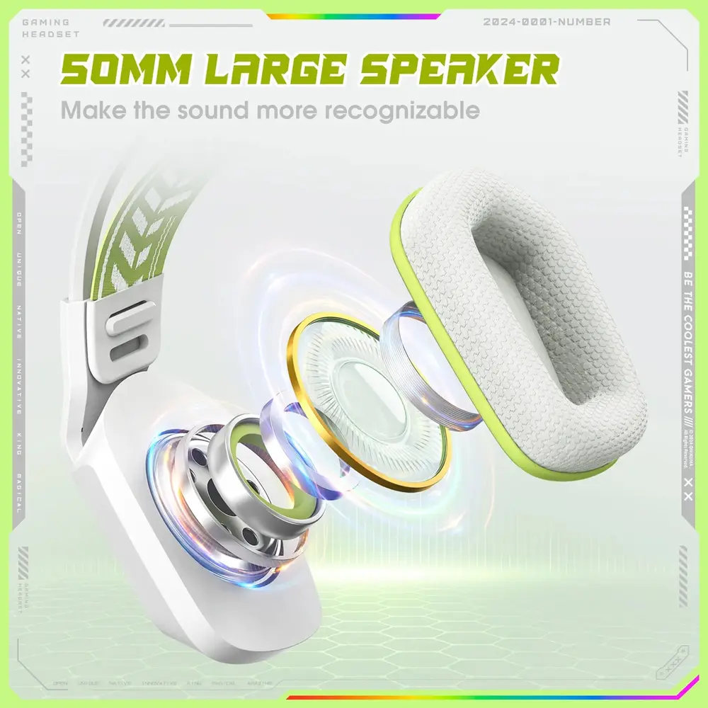 Onikuma X13 Vezetékes Gamer Fejhallgató RGB világítással - Fehér – 8. kép