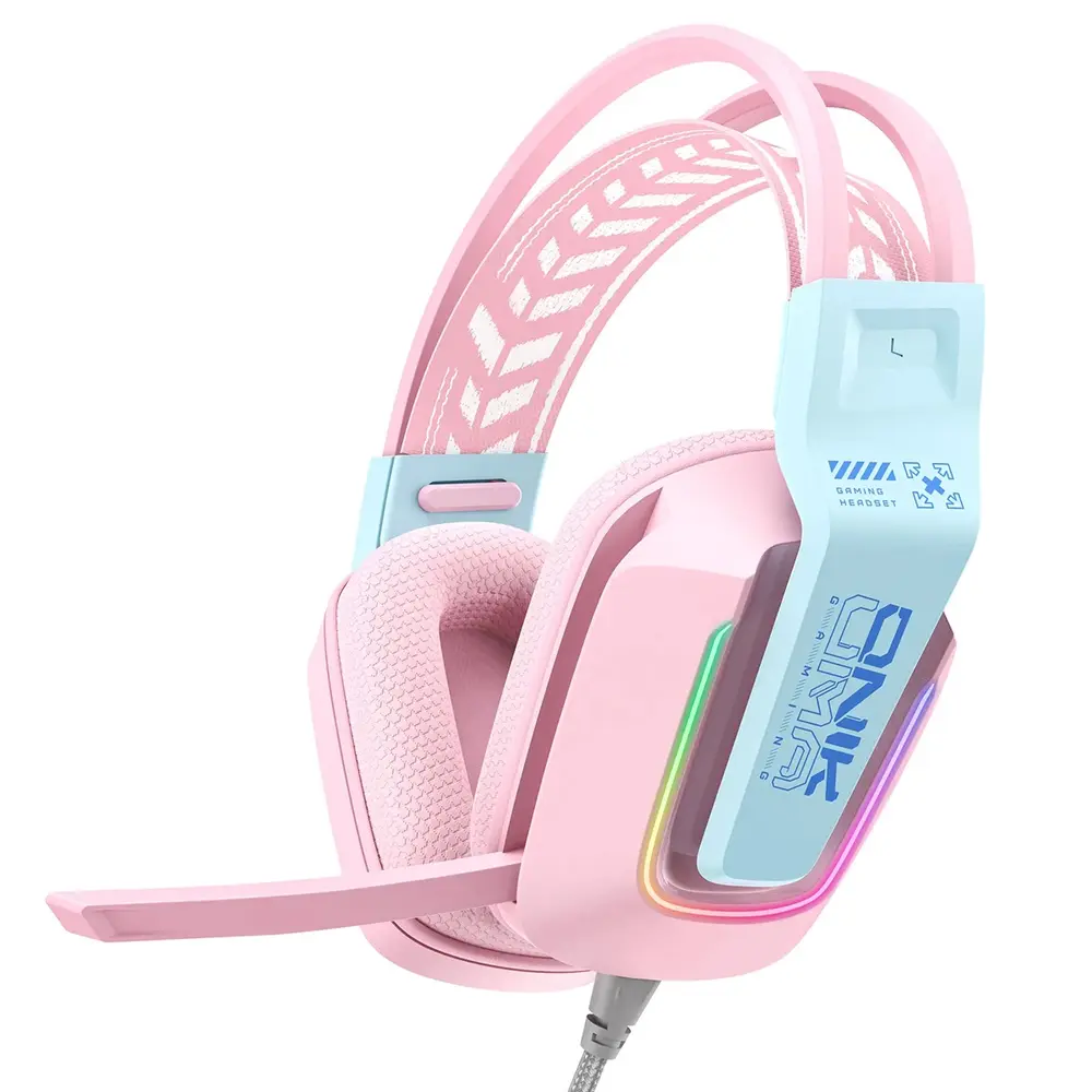 Onikuma X13 Vezetékes Gamer Fejhallgató RGB világítással - Pink – 2. kép