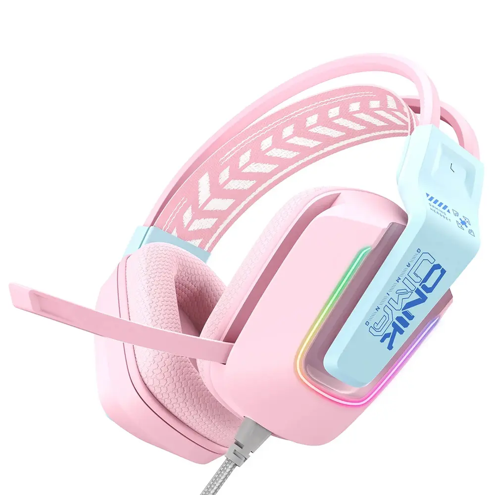Onikuma X13 Vezetékes Gamer Fejhallgató RGB világítással - Pink – 4. kép