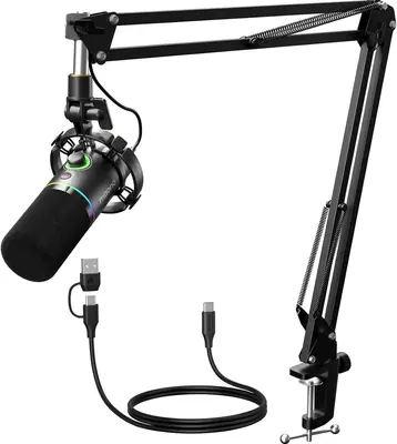 MAONO PD200XS USB Dynamic Streamer Mikrofon RGB + Tartókar Kit - Fekete