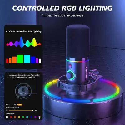 MAONO PD200XS USB Dynamic Streamer Mikrofon RGB + Tartókar Kit - Fekete – 2. kép