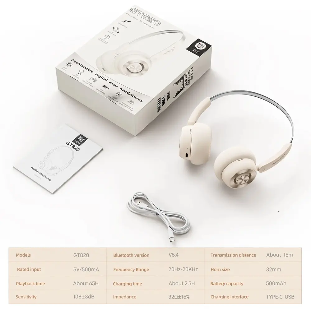 Onikuma GT820 Vezeték Nélküli Bluetooth Headset - Bézs – 6. kép