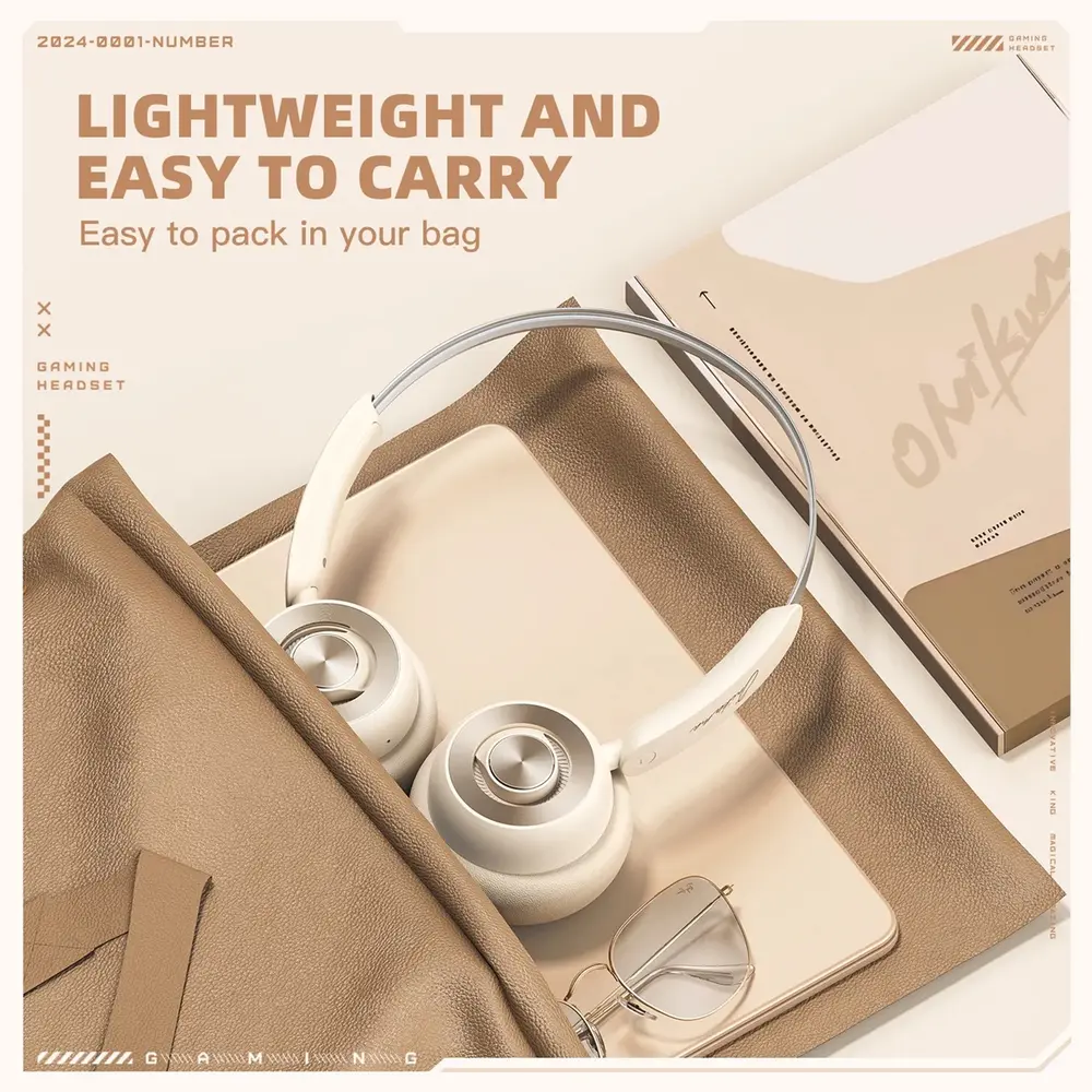 Onikuma GT820 Vezeték Nélküli Bluetooth Headset - Bézs – 8. kép