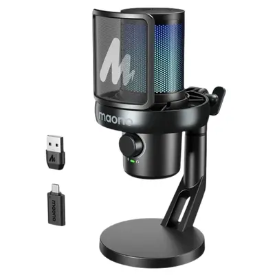MAONO DM40 Pro USB Vezeték Nélküli Streamer/Gamer Mikrofon RGB - Fekete