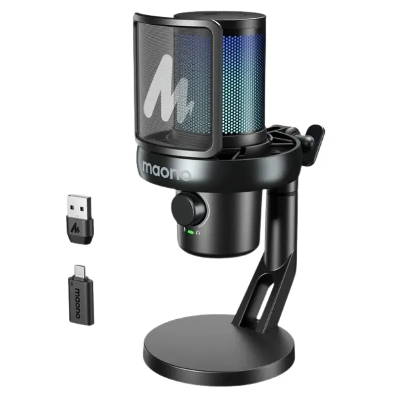 MAONO DM40 Pro USB Vezeték Nélküli Streamer/Gamer Mikrofon RGB - Fekete