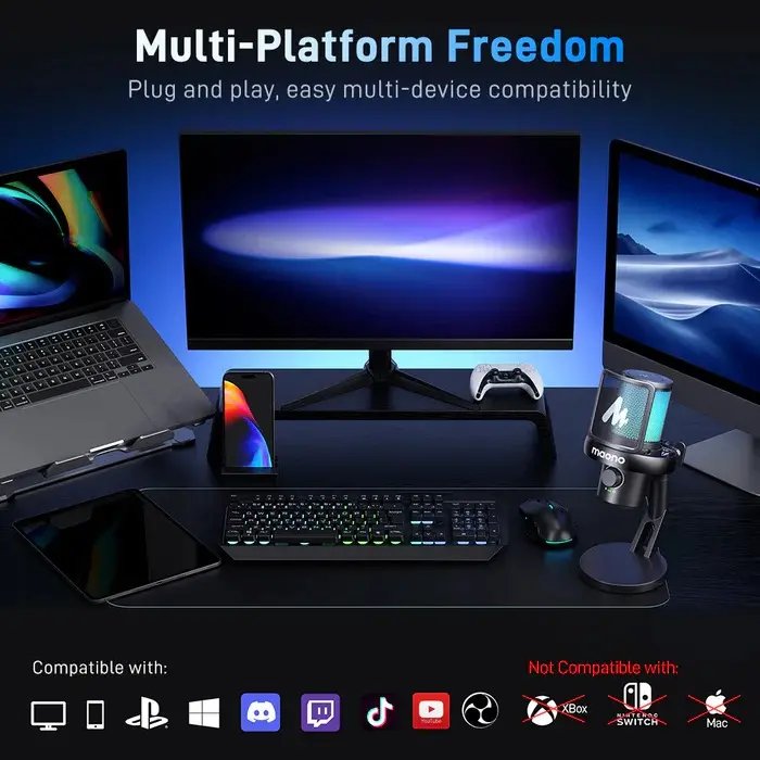 MAONO DM40 Pro S USB Vezeték Nélküli Streamer/Gamer Mikrofon Kit RGB - Fekete – 7. kép