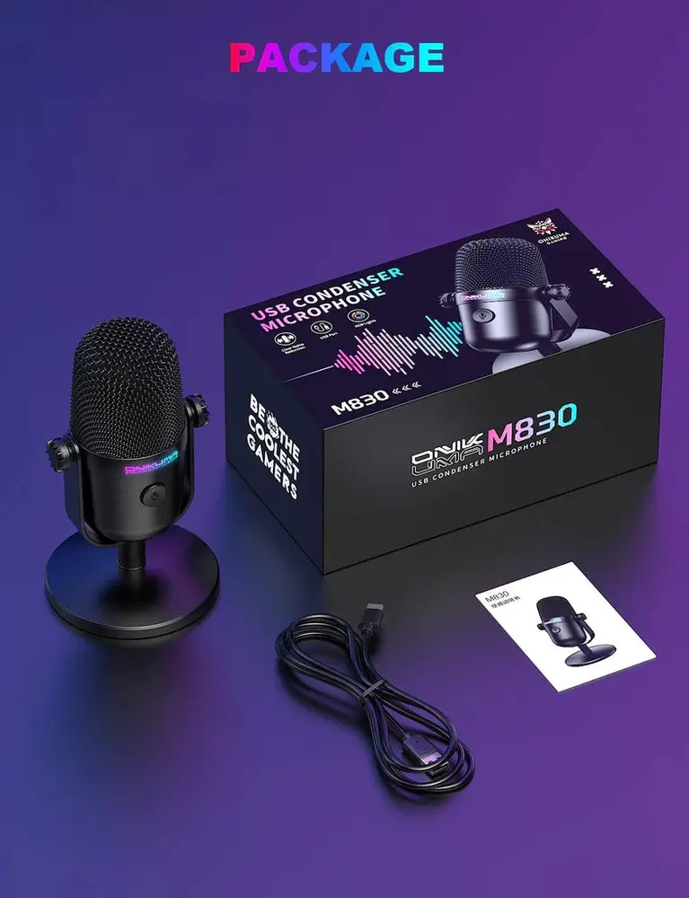 Onikuma M830 Streamer/Gamer Mikrofon RGB – 3. kép