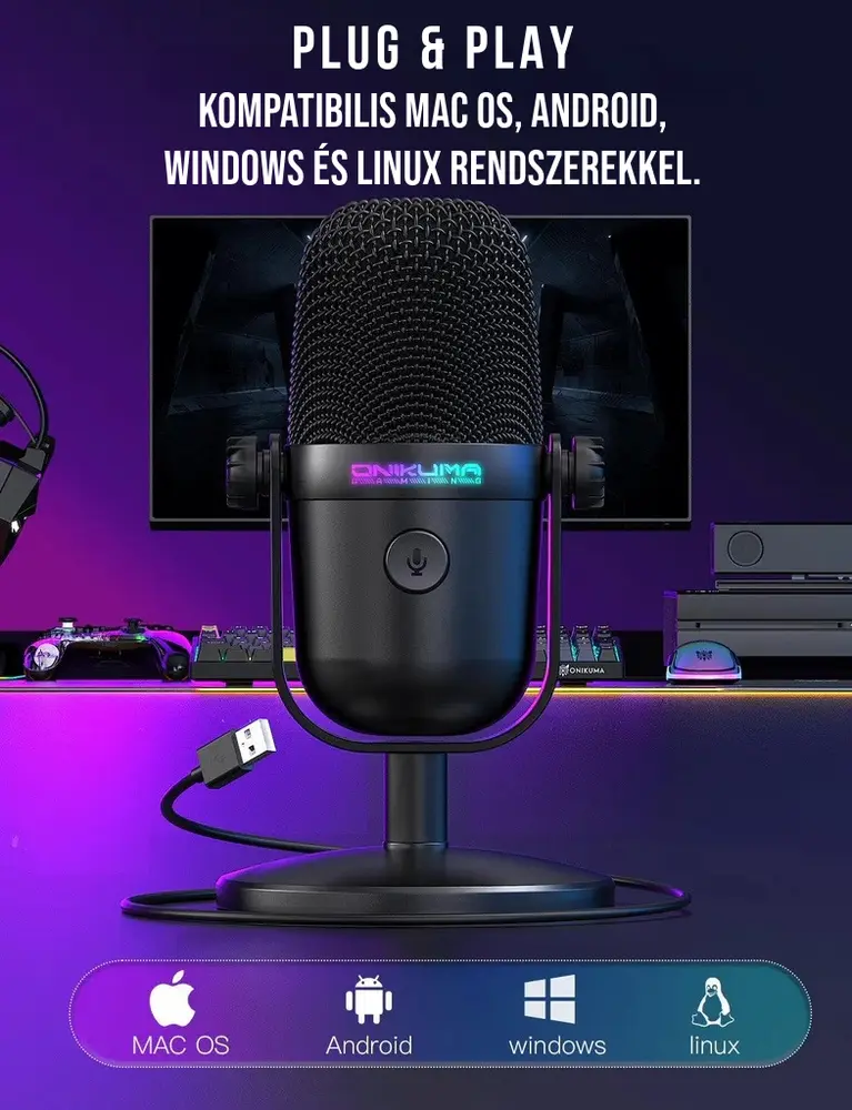 Onikuma M830 Streamer/Gamer Mikrofon RGB – 4. kép