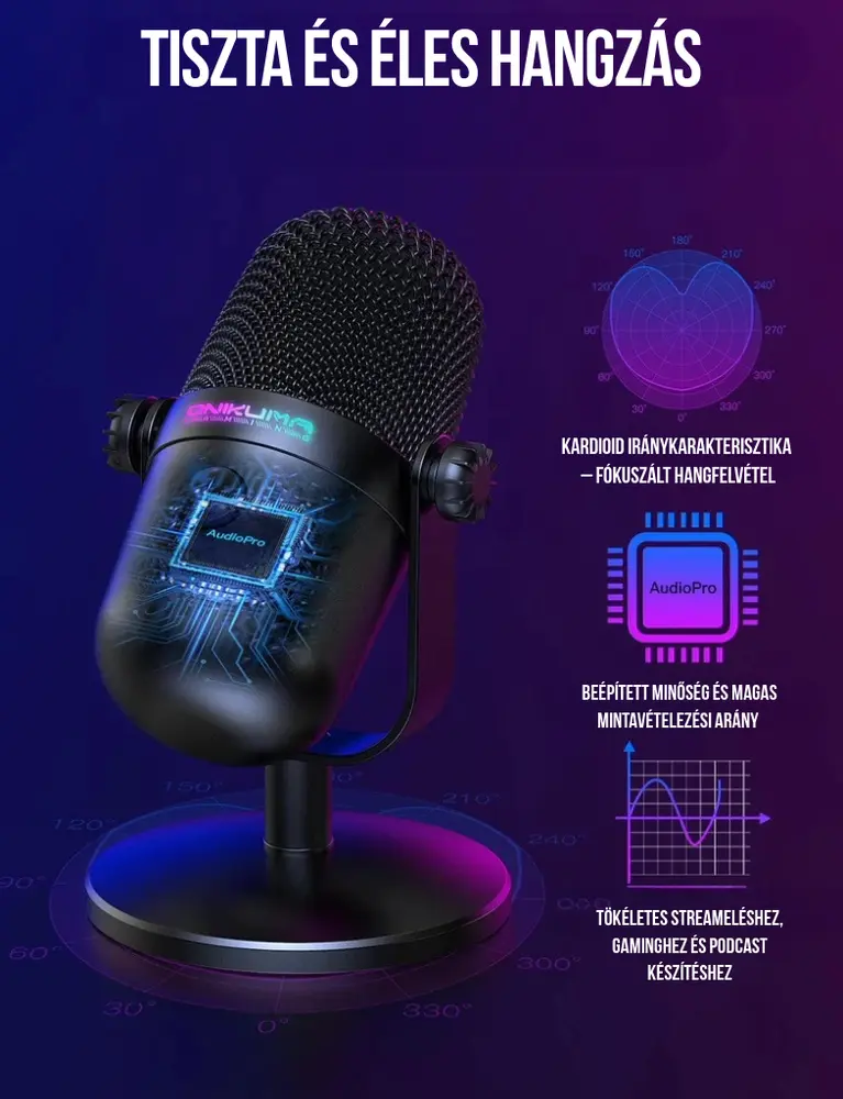 Onikuma M830 Streamer/Gamer Mikrofon RGB – 8. kép