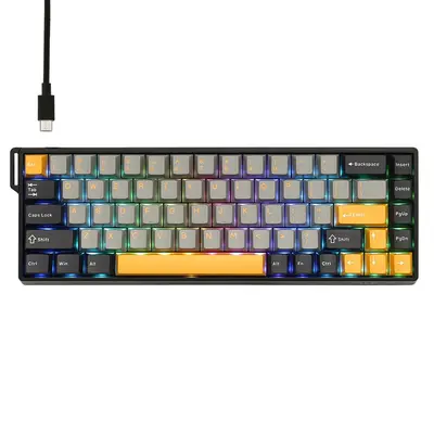 AULA WIN68 HE MAX Magnetic Switch Mechanikus Gamer Billentyűzet - Fekete-Szürke-Sárga