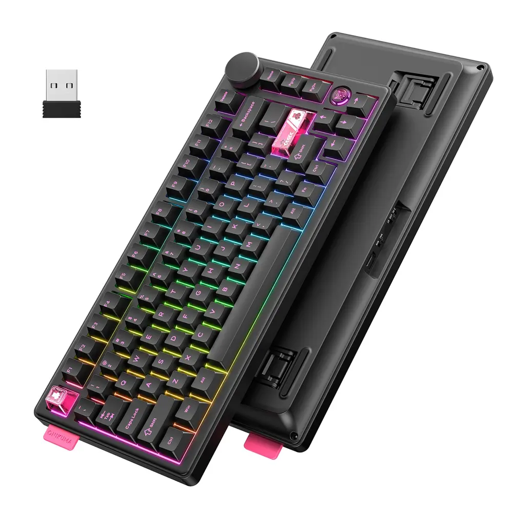 Onikuma MT706 Vezeték Nélküli Mechanikus Gamer Billentyűzet - Fekete – 5. kép