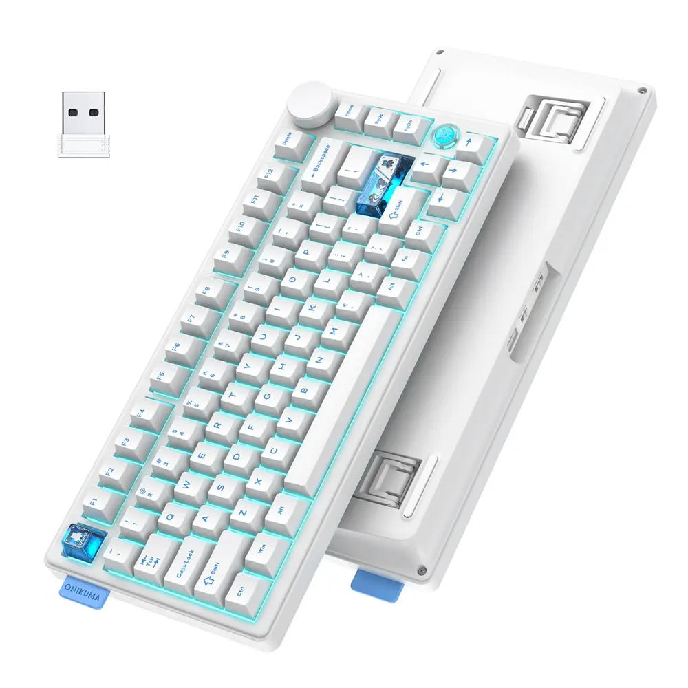 Onikuma MT706 Vezeték Nélküli Mechanikus Gamer Billentyűzet - Fehér – 4. kép
