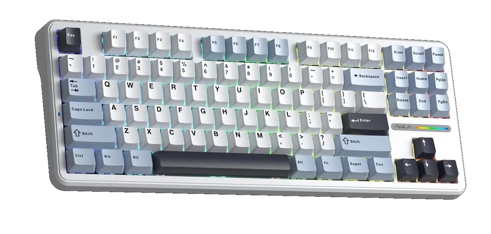 AULA F87 Vezeték Nélküli Mechanikus Gamer Billentyűzet - Fehér-Kék – 3. kép