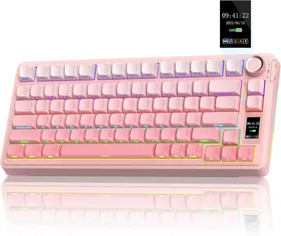 AULA S75 PRO Vezeték Nélküli Mechanikus Gamer Billentyűzet - Pink