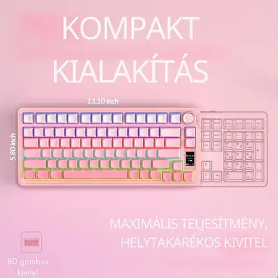 AULA S75 PRO Vezeték Nélküli Mechanikus Gamer Billentyűzet - Pink – 2. kép
