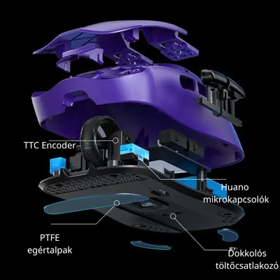 AULA SC380 Pro Tri-Mode Vezeték Nélküli Gamer Egér + Dokkoló - Fekete – 2. kép