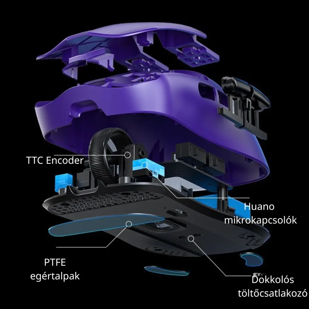 AULA SC380 Pro Tri-Mode Vezeték Nélküli Gamer Egér + Dokkoló - Fekete – 2. kép