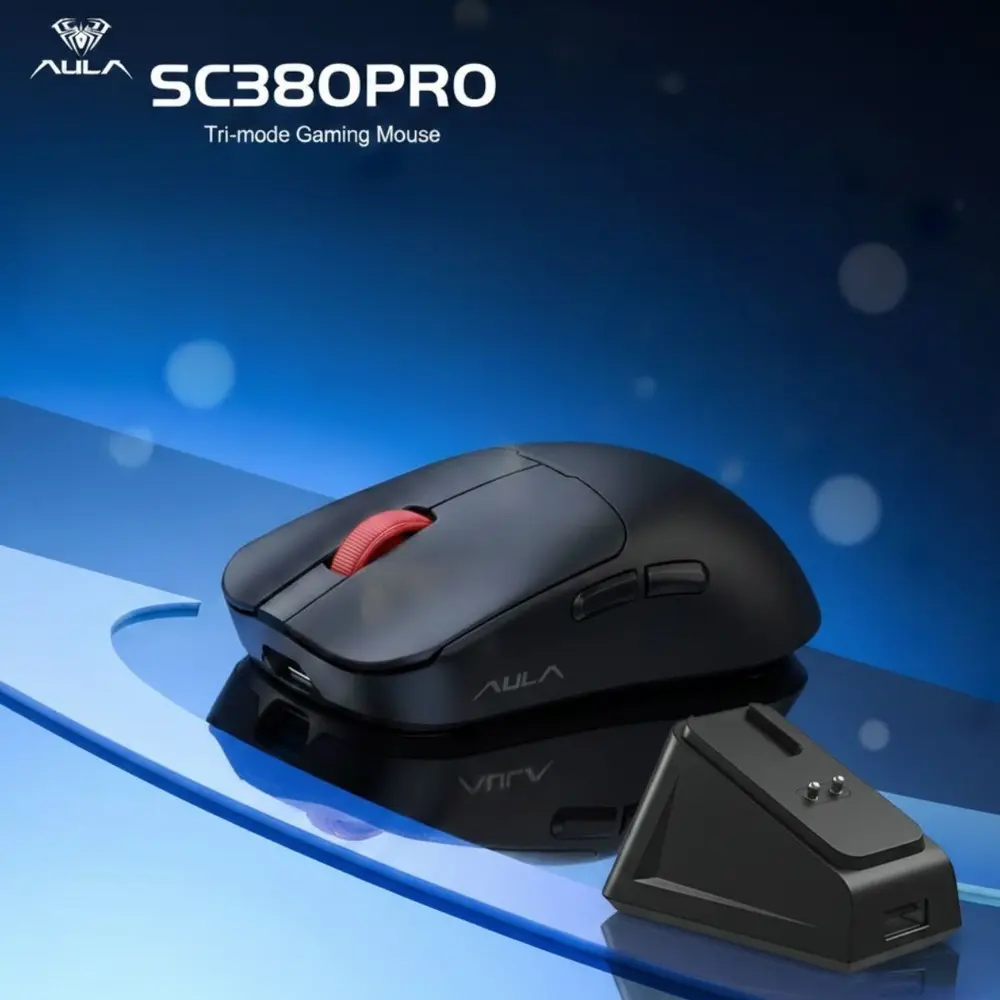 AULA SC380 Pro Tri-Mode Vezeték Nélküli Gamer Egér + Dokkoló - Fekete – 4. kép